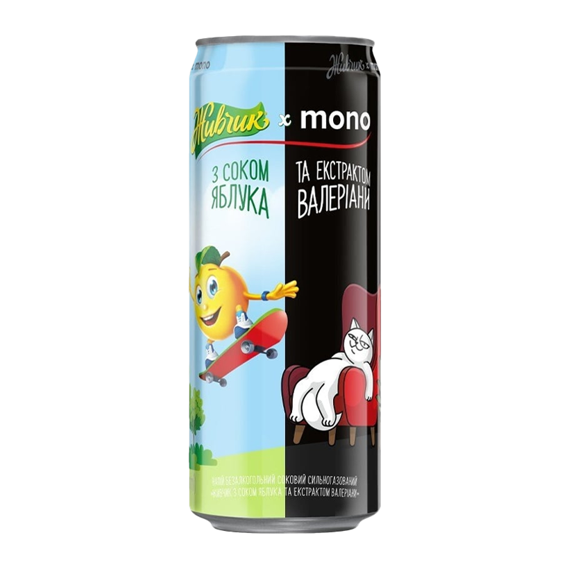 Напиток Живчик х Monobank Яблоко Валериана 330ml - Retromagaz