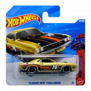 Машинка Базовая Hot Wheels '70 Dodge Hemi Challenger Nightspeed 1:64 JJJ07 Gold - Retromagaz