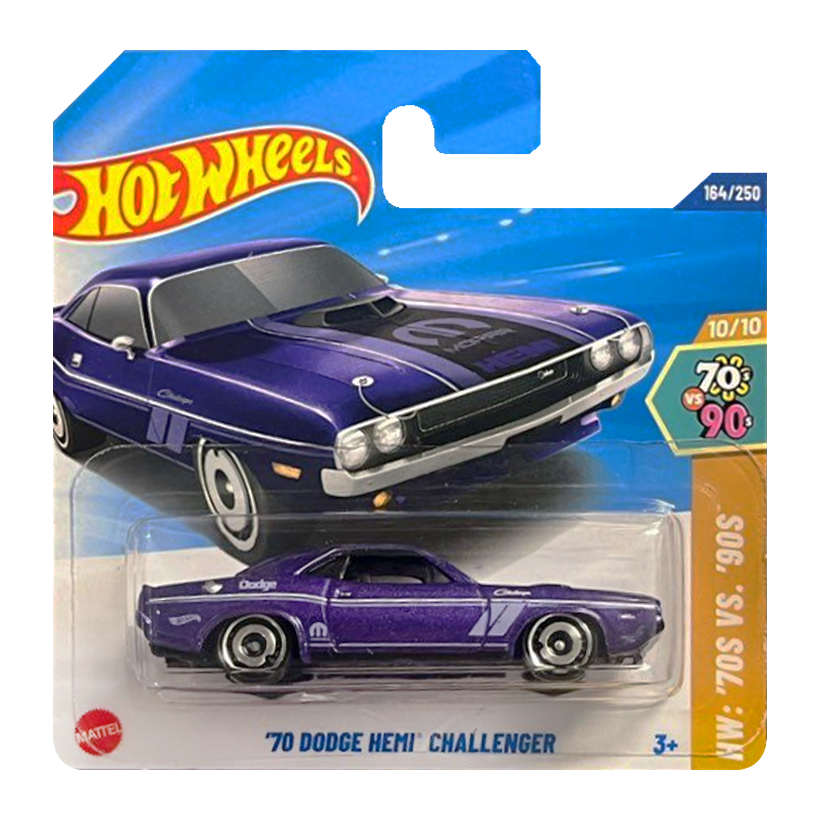 Машинка Базовая Hot Wheels '70 Dodge Hemi Challenger Mopar '70s vs. '90s 1:64 HYY96 Purple - Retromagaz