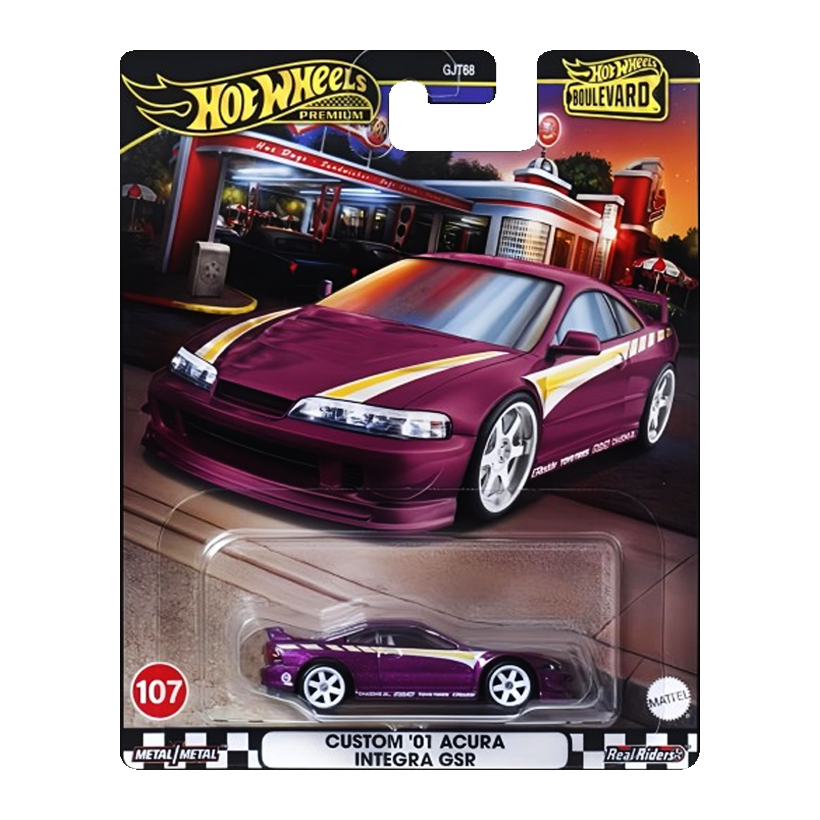 Машинка Premium Hot Wheels Custom '01 Acura Integra GSR Boulevard 1:64 HRT77 Purple - Retromagaz