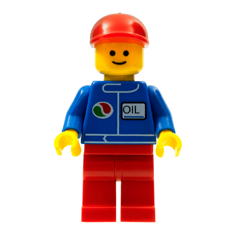 Фігурка Lego Race 973pb4274 Octan Blue Oil Red Legs Red Curved Cap City oct070 Б/У - Retromagaz