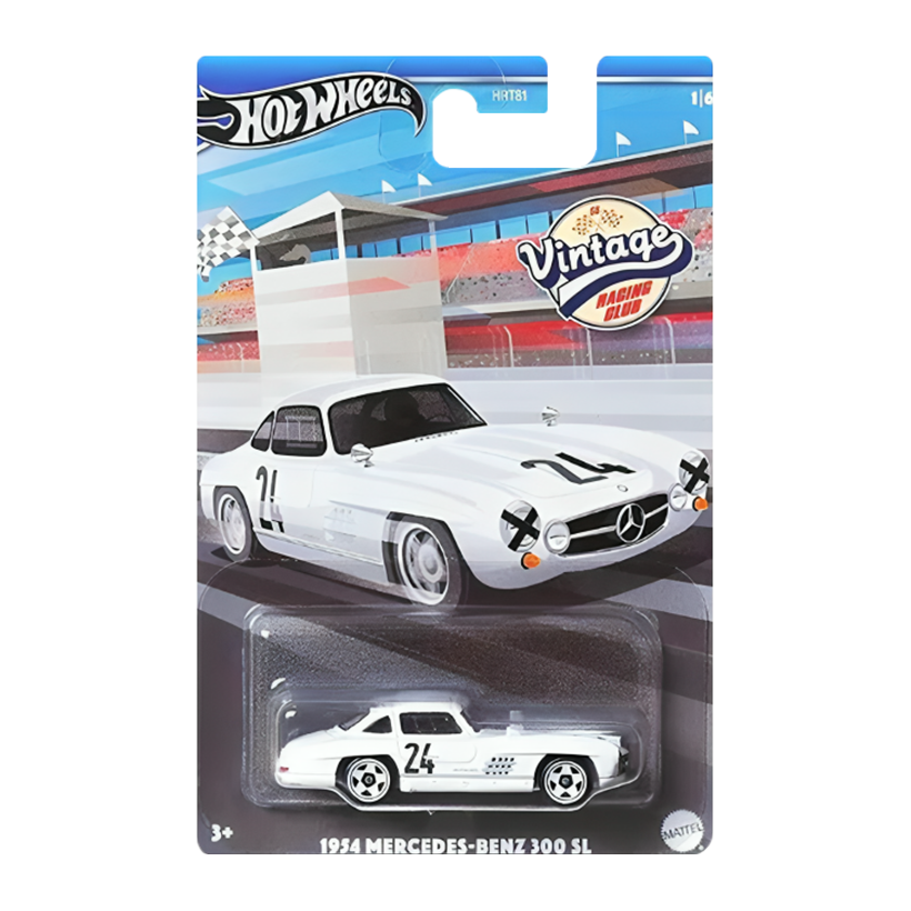 Тематична Машинка Hot Wheels 1954 Mercedes-Benz 300 SL Vintage Racing Club 1:64 HRT81/HRV00 White - Retromagaz