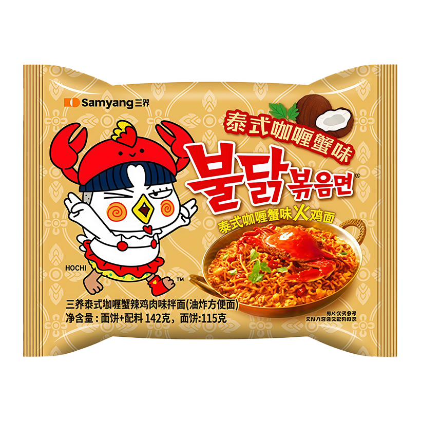 Локшина Samyang Buldak Thai Crab Curry (Тайське Крабове Каррі) Гостра 142g - Retromagaz