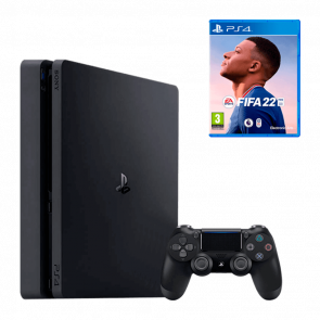 Набір Консоль Sony PlayStation 4 Slim 500GB Black Standart Новий Вітринний Варіант + Гра Sony FIFA 22 Standart PlayStation 4 Російська Озвучка Новий