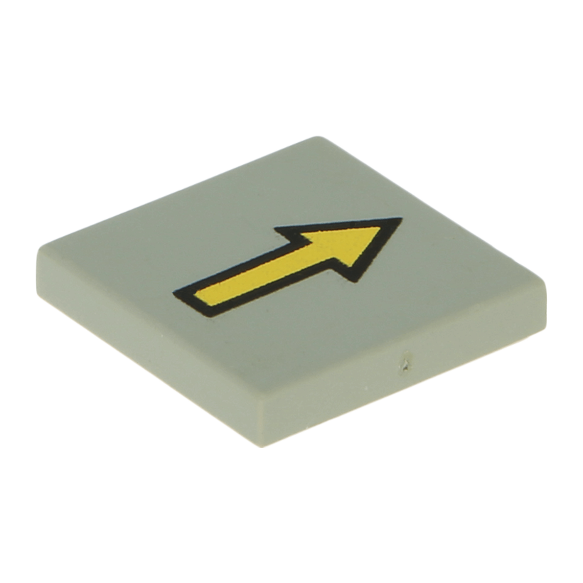 Плитка Lego Декоративная with Groove with Arrow Thin Yellow with Black Border Pattern 2 x 2 3068bp08 Light Bluish Grey Б/У - Retromagaz
