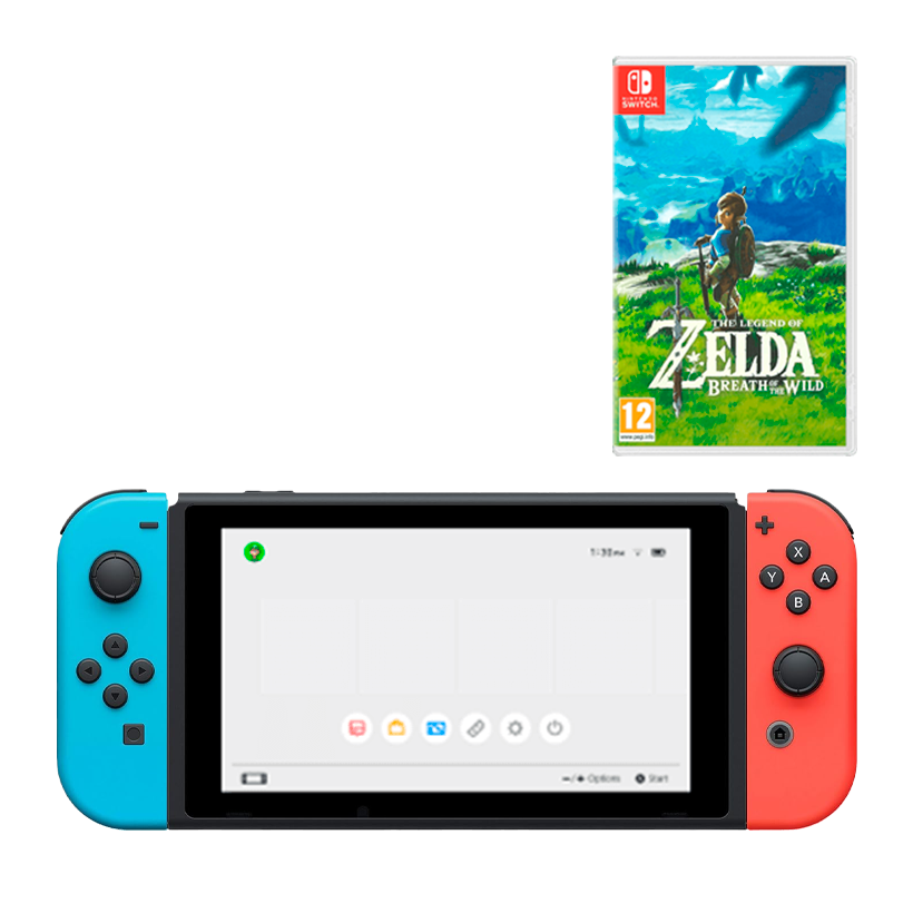Набір Консоль Nintendo Switch HAC-001(-01) V2 32GB Blue Red Б/У  + Гра The Legend of Zelda Breath of The Wild Російська Озвучка - Retromagaz