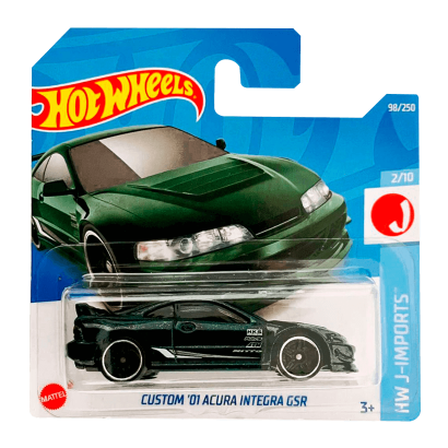 Машинка Базовая Hot Wheels Custom '01 Acura Integra GSR J-Imports 1:64 HCV84 Green - Retromagaz