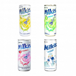 Набір Мілкіси (Напій Lotte Milkis Газований Молочний Original + Банан + Диня + Полуниця) - Retromagaz