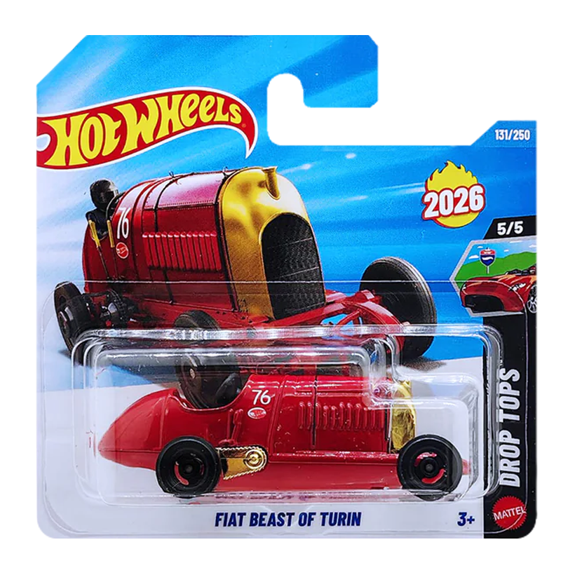 Машинка Базовая Hot Wheels Fiat Beast of Turin Drop Tops 1:64 JJH48 Red - Retromagaz