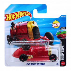 Машинка Базова Hot Wheels Fiat Beast of Turin Drop Tops 1:64 JJH48 Red - Retromagaz