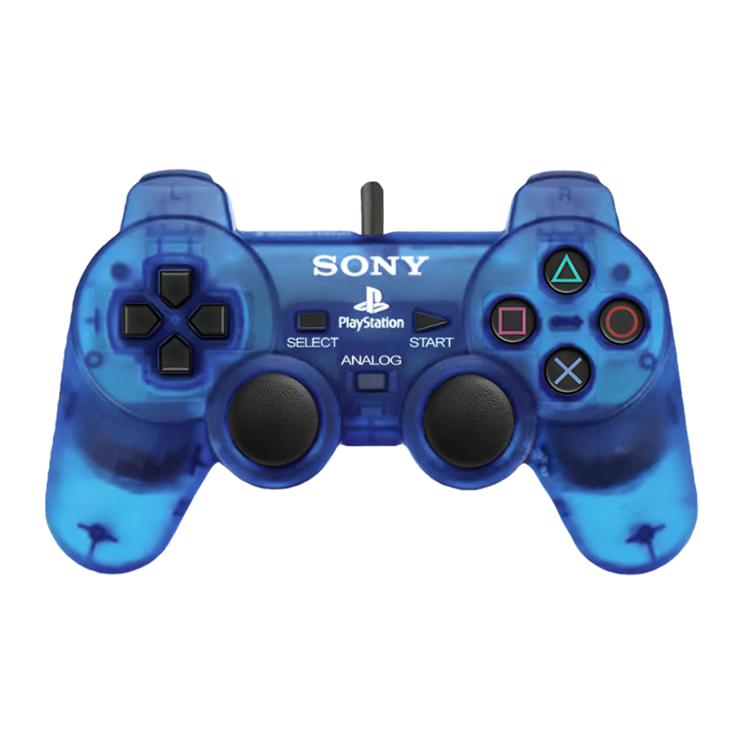 Геймпад Дротовий Sony PlayStation 1 SCPH-1200 DualShock Ocean Island Blue 2m Б/У - Retromagaz
