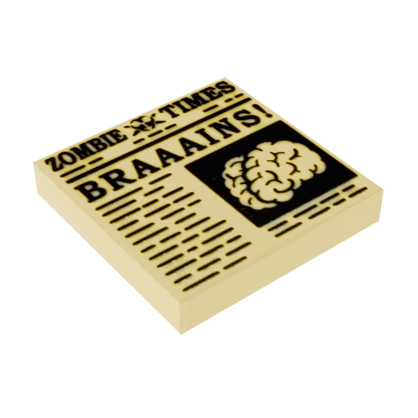 Плитка Lego Декоративна Newspaper Zombie Times and Braaains 2 x 2 3068bpb0681 6122292 Tan Б/У - Retromagaz