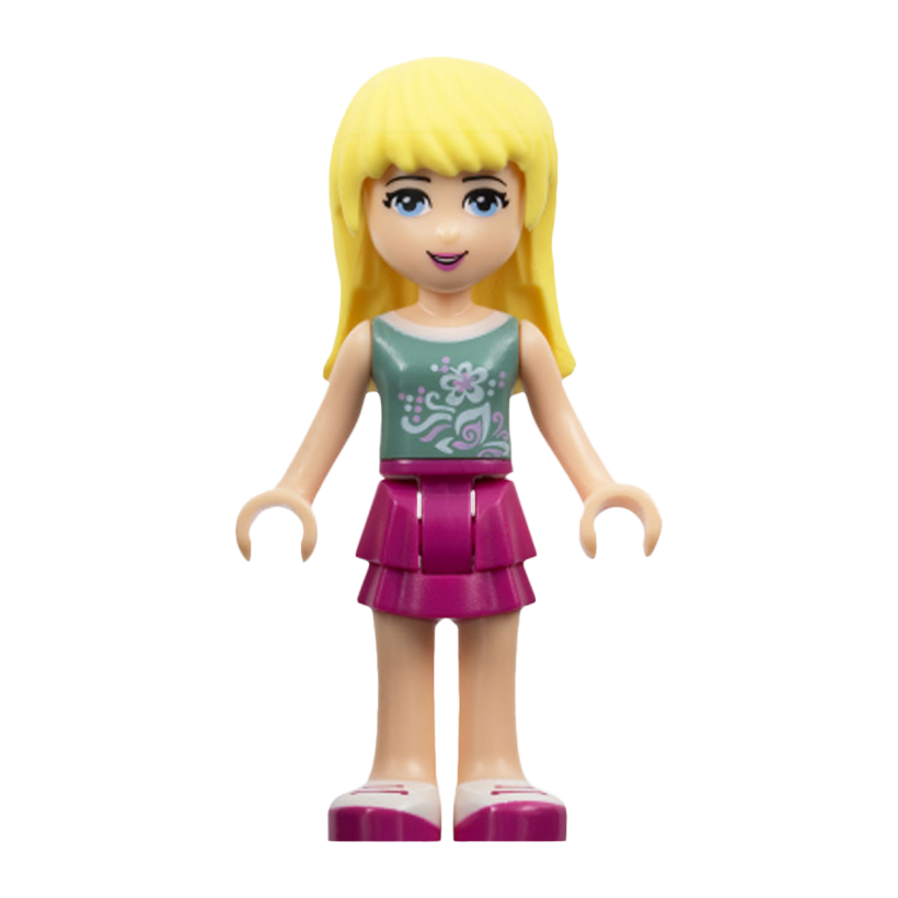 Фігурка Lego Girl Stephanie Magenta Layered Skirt Sand Green Top Friends frnd065 1 Б/У - Retromagaz