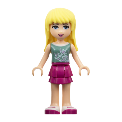 Фігурка Lego Girl Stephanie Magenta Layered Skirt Sand Green Top Friends frnd065 1 Б/У - Retromagaz