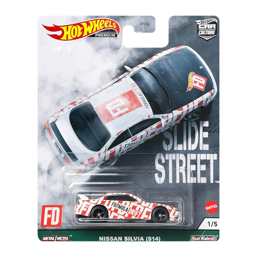 Машинка Premium Hot Wheels Nissan Silvia (S14) Slide Street 1:64 GRJ82 White - Retromagaz