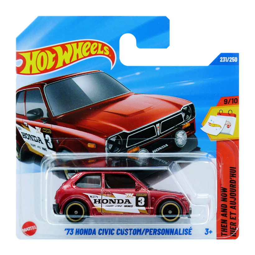 Машинка Базовая Hot Wheels 73' Honda Civic Custom Super Treasure Hunt STH Then and Now 1:64 JBC46 Red - Retromagaz