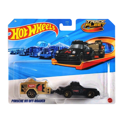 Машинка Базова Hot Wheels Porsche 911 Off-Roader з Причіпом Track Fleet 1:64 HYT56 Black - Retromagaz
