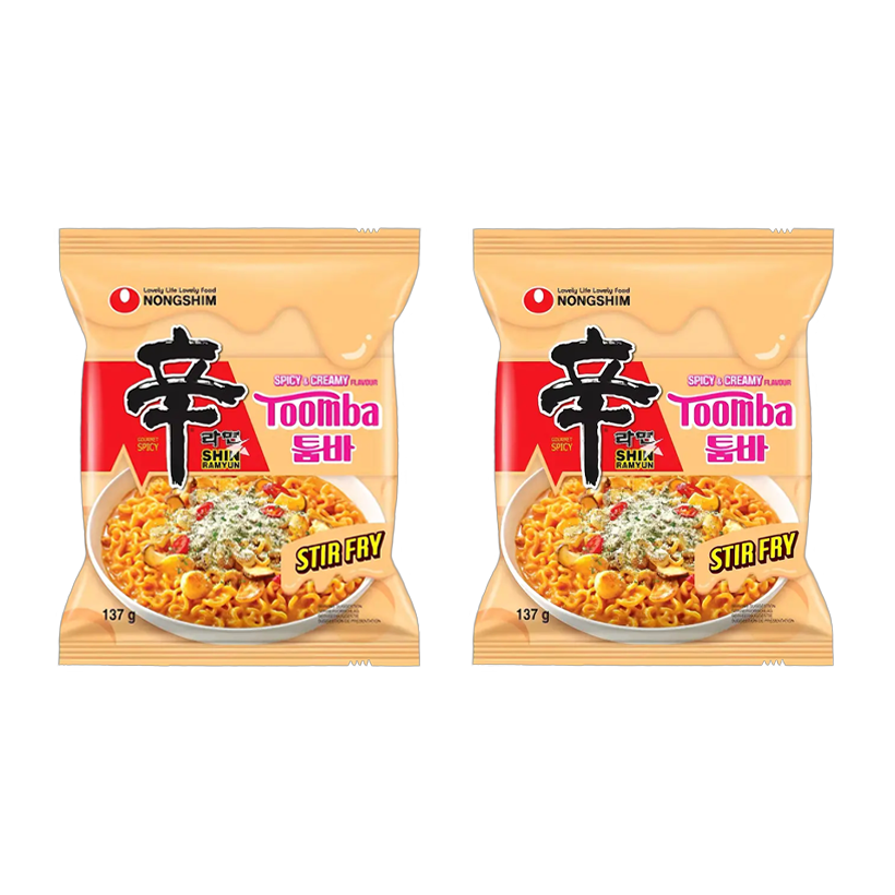 Набор Лапша 2шт Nongshim Shin Рамьон Toomba Stir Fry с Сыром и Кремом Средне Острая 137g - Retromagaz