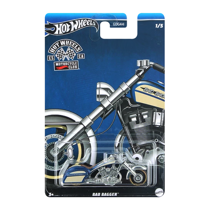 Тематична Машинка Hot Wheels Bad Bagger Motorcycle Club 1:64 HRR90 Blue - Retromagaz