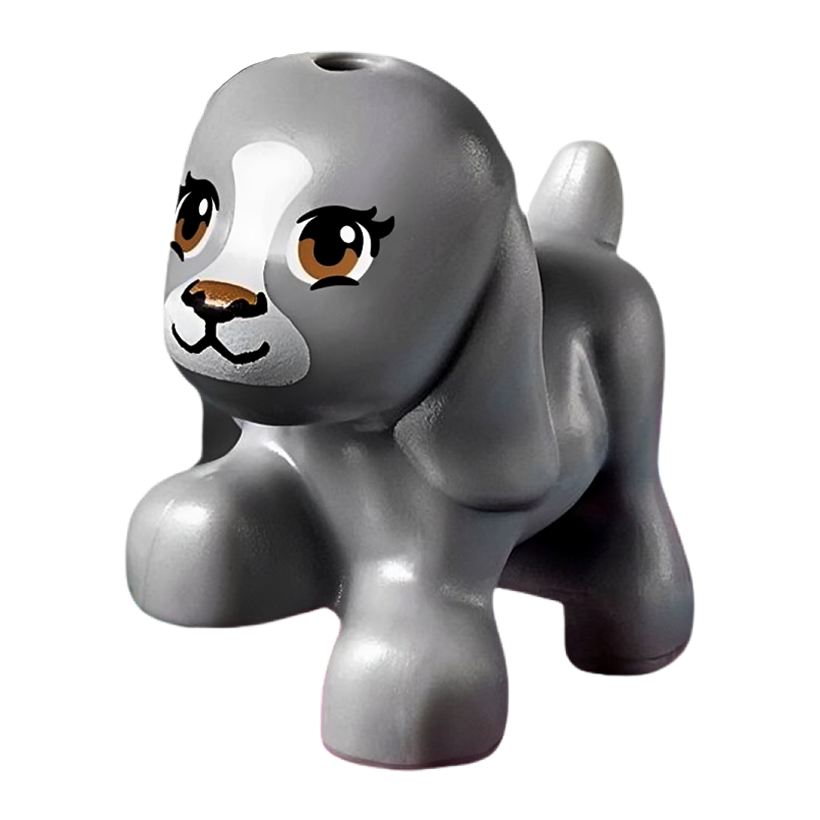 Фігурка Lego Земля Dog Friends Puppy Walking with Medium Nougat Eyes Animals 98386pb02 Light Bluish Grey Б/У - Retromagaz