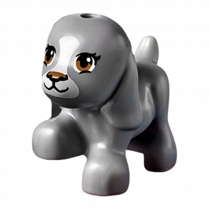 Фигурка Lego Земля Dog Friends Puppy Walking with Medium Nougat Eyes Animals 98386pb02 Light Bluish Grey Б/У