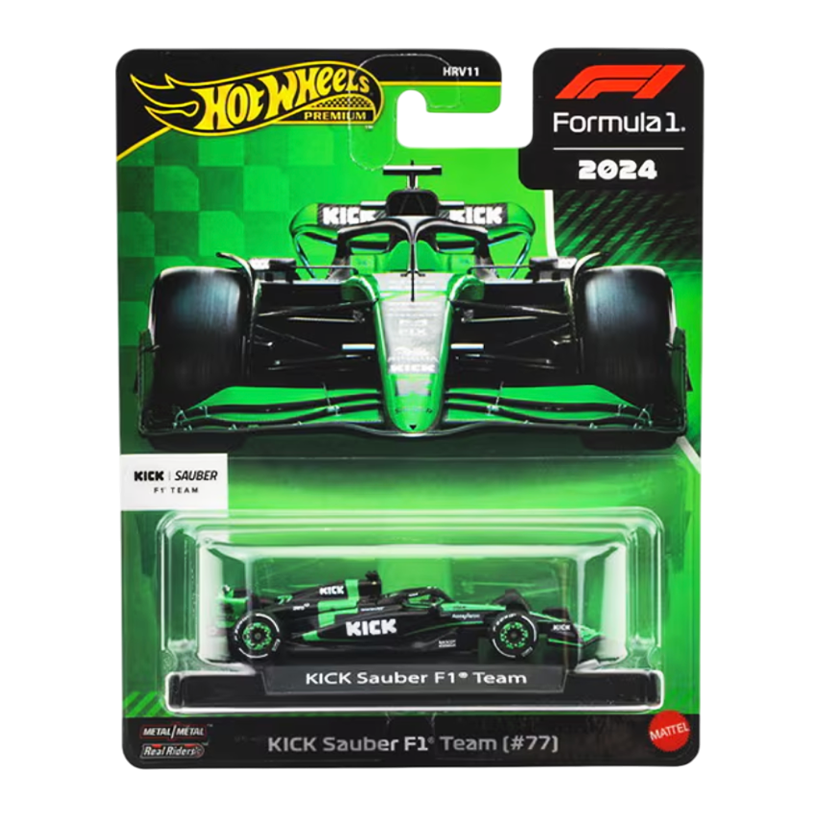 Машинка Premium Hot Wheels KICK Sauber F1 Team (#77) 1:64 JBM13 Green - Retromagaz