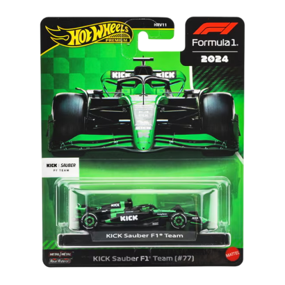 Машинка Premium Hot Wheels KICK Sauber F1 Team (#77) Formula One 1:64 JBM13 Green - Retromagaz