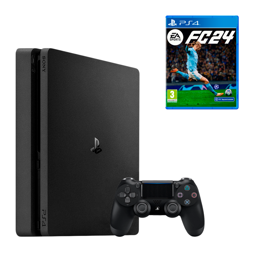 Набор Консоль Sony PlayStation 4 Slim 1TB Black Б/У + Игра EA Sports FC 24 Русская Озвучка Новый - Retromagaz