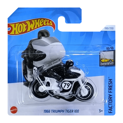 Машинка Базова Hot Wheels 1966 Triumph Tiger 100 Factory Fresh 1:64 HRY62 White - Retromagaz