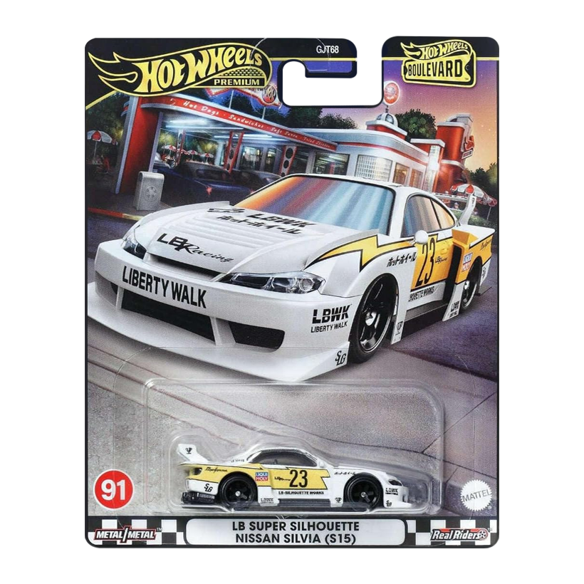 Машинка Premium Hot Wheels LB Super Silhouette Nissan Silvia (S15) Boulevard 1:64 HRT64 White - Retromagaz