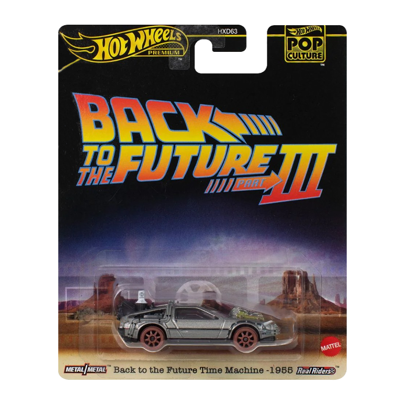 Машинка Premium Hot Wheels Back to the Future Time Machine - 1955 DMC Delorean Pop Culture 1:64 JBL76 Silver - Retromagaz