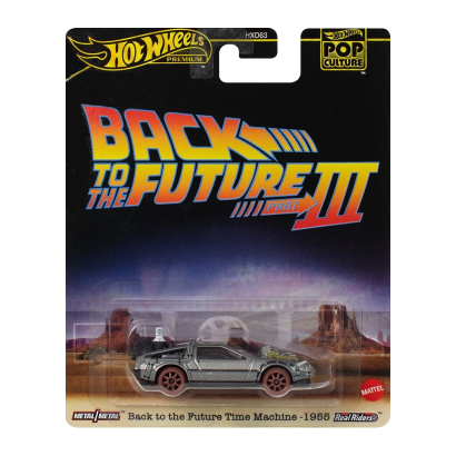 Машинка Premium Hot Wheels Back to the Future Time Machine - 1955 DMC Delorean Pop Culture 1:64 JBL76 Silver - Retromagaz