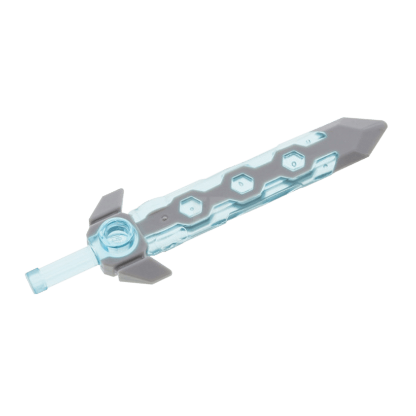 Оружие Lego Меч Long with Light Bluish Grey 24108pb02 6190039 Trans-Light Blue Б/У - Retromagaz