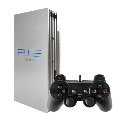 Набор Консоль Sony PlayStation 2 Limited Edition Europe Silver Б/У  + Геймпад Проводной RMC Black Новый - Retromagaz