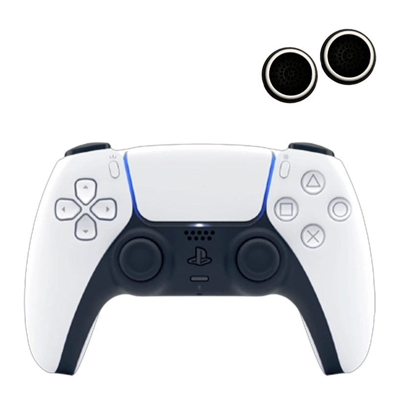 Набор Геймпад Беспроводной Sony PlayStation 5 DualSense White Новый  + Накладки на Стики RMC PlayStation 5 4 3 2 1 Xbox Black White - Retromagaz