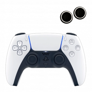 Набор Геймпад Беспроводной Sony PlayStation 5 DualSense White Новый  + Накладки на Стики RMC PlayStation 5 4 3 2 1 Xbox Black White - Retromagaz