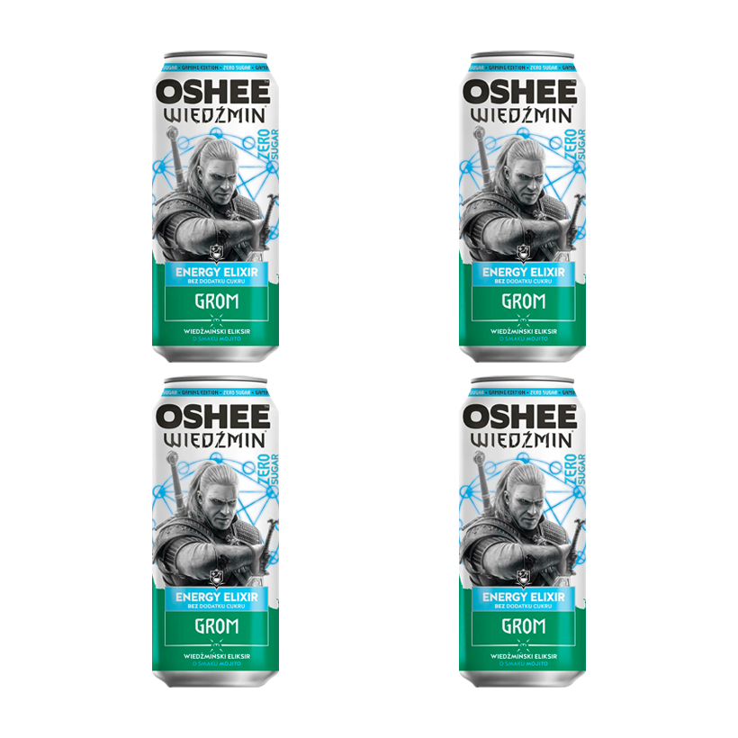 Набір Напій Енергетичний Oshee 4шт Witcher Energy Elixir Grom Mojito Zero 500ml - Retromagaz