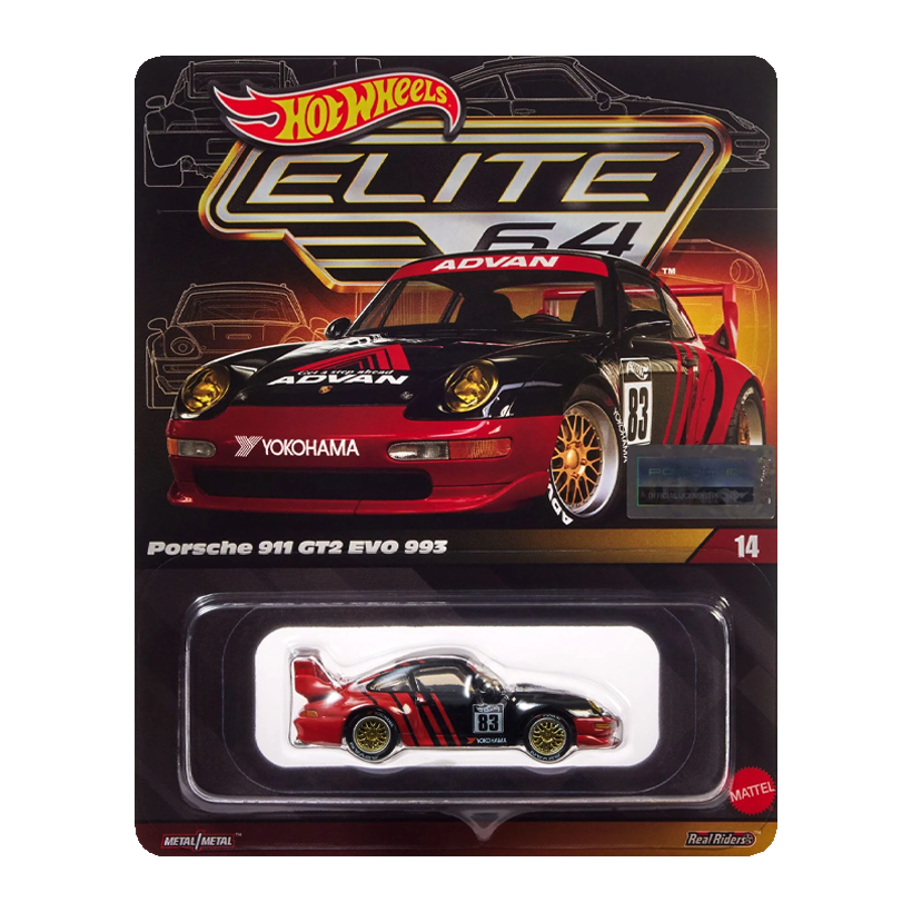 Машинка Premium Hot Wheels Porsche Porsche 911 GT2 EVO 993 Advan Elite 64 1:64 HWR94 Black - Retromagaz