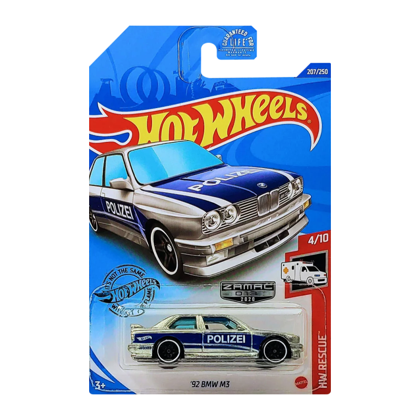 Машинка Базовая Hot Wheels '92 BMW M3 Zamac Rescue 1:64 GHG45 Silver - Retromagaz