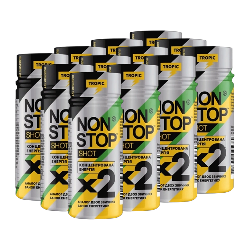 Набор Напиток Энергетический 12шт Non Stop Shot Tropic 60ml - Retromagaz