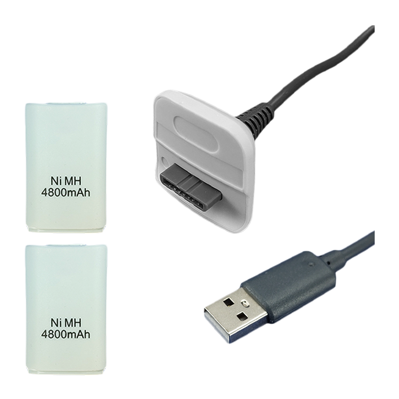 Акумулятор RMC Xbox 360 2шт Charging Kit 3 in 1 + Кабель USB White Новий - Retromagaz