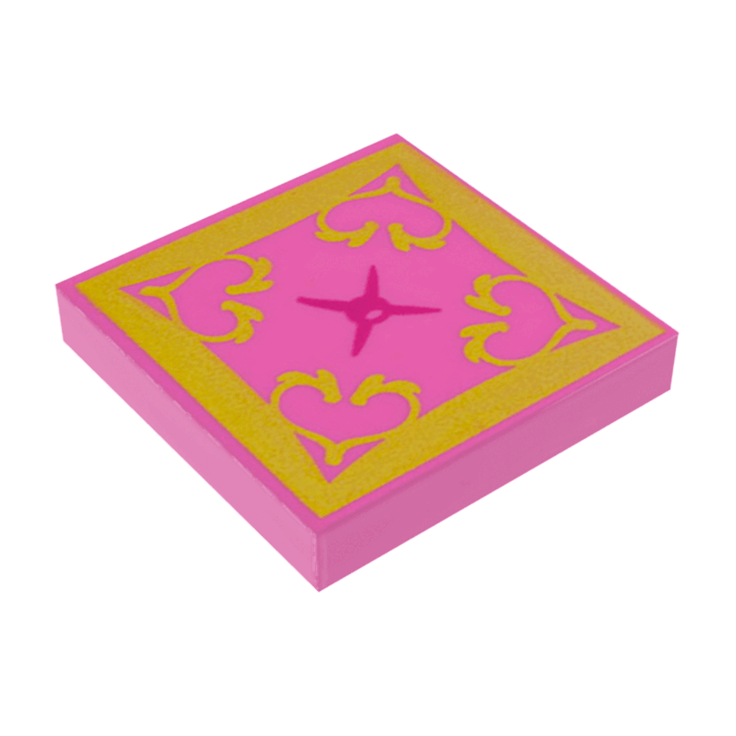 Плитка 2шт Lego Декоративная Groove with Gold and Magenta Oriental Cushion Pattern 2 x 2 3068bpb0898 6102541 Dark Pink Б/У - Retromagaz
