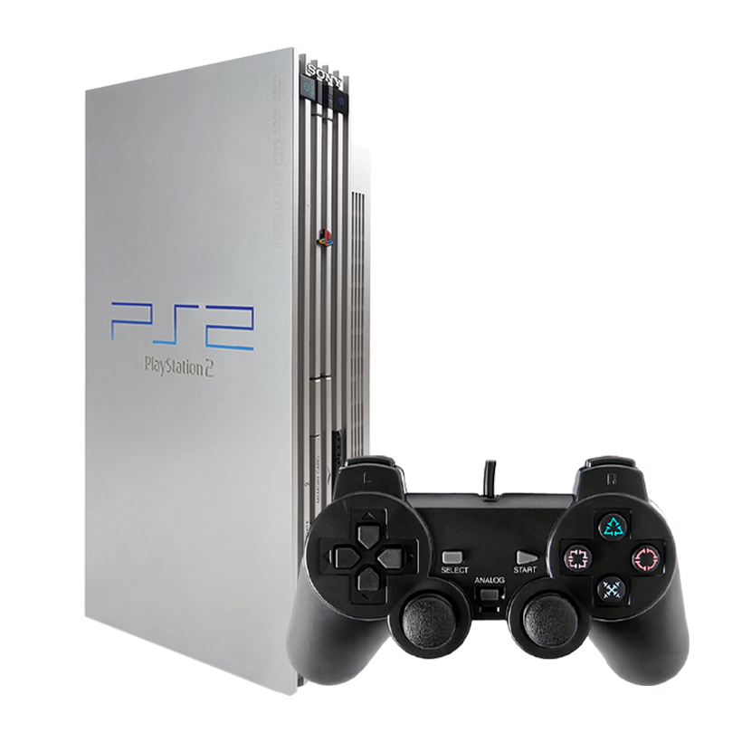Набор Консоль Sony PlayStation 2 Limited Edition Chip Silver Б/У  + Геймпад Проводной RMC Black Новый - Retromagaz