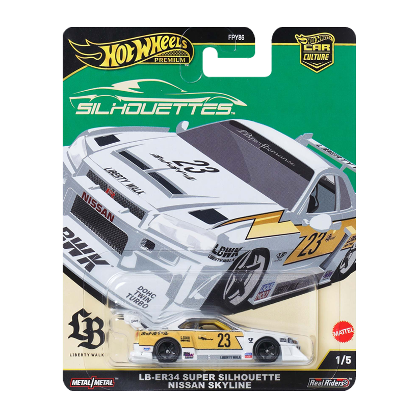 Машинка Premium Hot Wheels LB-ER34 Super Silhouette Nissan Skyline Silhouettes 1:64 JBK59 White - Retromagaz