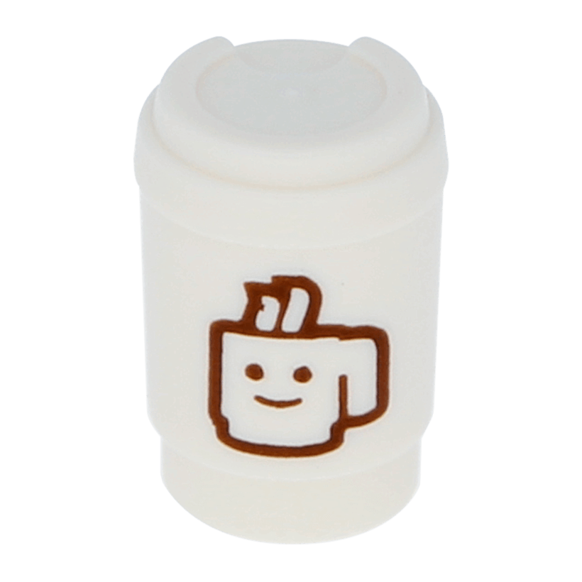 Еда Lego Take Out Cup with Reddish Brown Minifigure Smile 15496pb01 6052311 White Б/У - Retromagaz