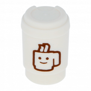 Еда Lego Take Out Cup with Reddish Brown Minifigure Smile 15496pb01 6052311 White Б/У