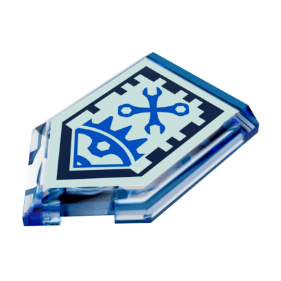 Плитка Lego Pentagonal Nexo Power Shield Pattern Mech Master Модифікована Декоративна 2 x 3 22385pb013 6133350 Trans-Dark Blue 4шт Б/У - Retromagaz