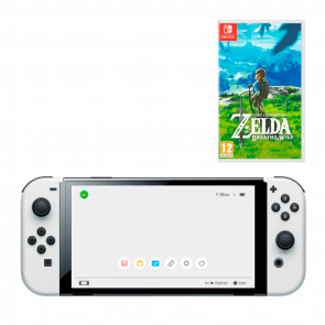 Набір Консоль Nintendo Switch OLED Model HEG-001 64GB White Б/У + Гра The Legend of Zelda Breath of The Wild Російська Озвучка Б/У