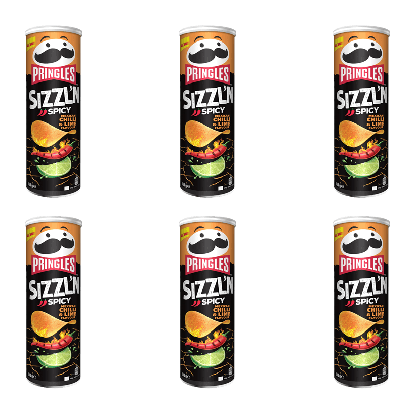 Набор Чипсы 6шт Pringles Flame Mexican Chilli & Lime Hot 160g - Retromagaz