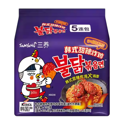 Набір Локшина 5шт Samyang Buldak Yang Nyom Chicken Stir-Fried (Корейська Курка) Гостра 140g - Retromagaz